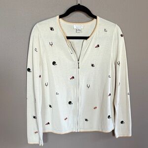 Christopher & Banks Cream Cardigan with Multicolor Embroidery